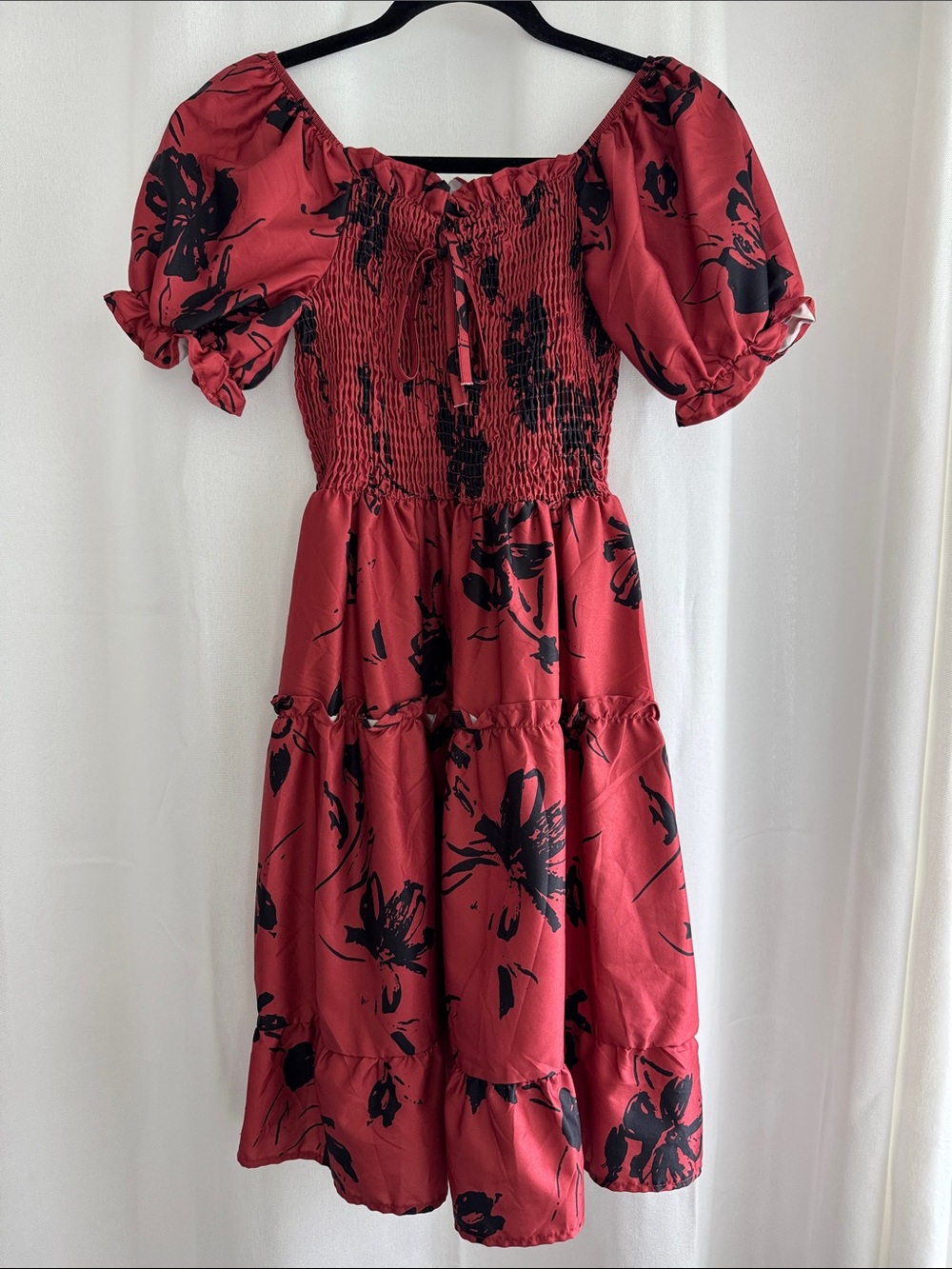 Puff Sleeve Smocked Floral Dress